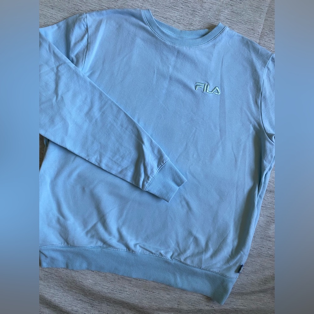 Fila Women’s Pastel Blue Crewneck Sweatshirt shirt size  M - Picture 5 of 7